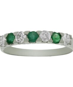 SORTIJA ORO BLANCO 18KL ESMERALDA FINA + CIRCONITAS