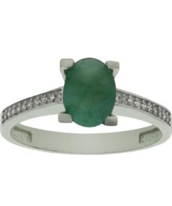 SORTIJA ORO BLANCO 18KL ESMERALDA FINA + CIRCONITAS