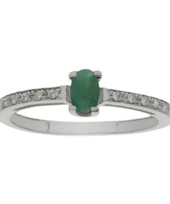 SORTIJA ORO BLANCO 18KL ESMERALDA FINA + CIRCONITAS