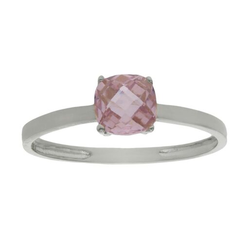 SORTIJA ORO BLANCO 18KL - PIEDRA ROSA