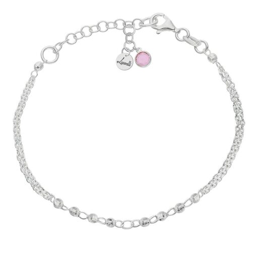 PULSERA MI HISTORIA PLATA 925MM FORZADA + BOLAS - ROSA