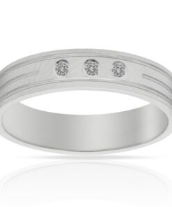 ALIANZA ORO BLANCO 18KL 3 DIAMANTES -5MM