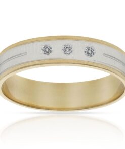ALIANZA ORO 18KL BICOLOR 3 DIAMANTES - 5MM