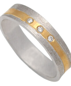 ALIANZA ORO 18KL BICOLOR 3 DIAMANTES - 5MM