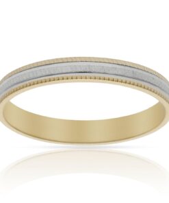 ALIANZA ORO 18KL BICOLOR TALLADA - 3MM