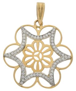 COLGANTE ORO 18KL FLOR CIRCONITAS - 26MM
