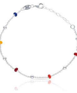 TOBILLERA PLATA 925MM BOLAS ESMALTADAS