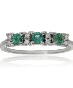 SORTIJA ORO BLANCO 18KL ESMERALDAS + DIAMANTES - STOCK