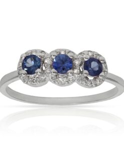 SORTIJA ORO BLANCO 18KL ZAFIROS + DIAMANTES - STOCK