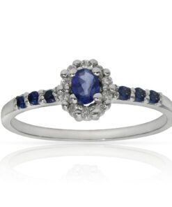 SORTIJA ORO BLANCO 18KL ZAFIROS + DIAMANTES - STOCK