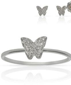 SORTIJA ORO BLANCO 18KL MARIPOSA DIAMANTES - STOCK