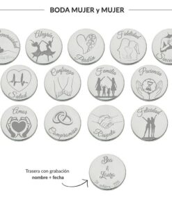 ARRAS PERSONALIZADAS BODA MUJER + MUJER · PLATA DE LEY